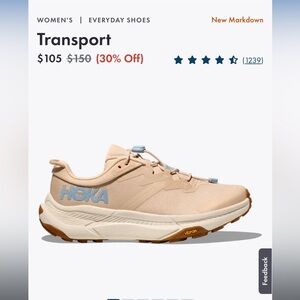 Hoka Women's Transport Shoes - Cream and Tan